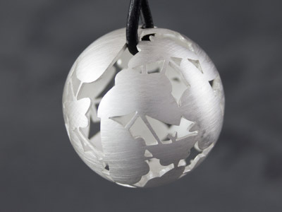 Silver pendant Butterfly Sphere