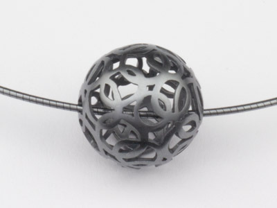 Silver Pendant Sphere of Circles blackened