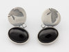 Silver stud earrings Butterfly with Onyx